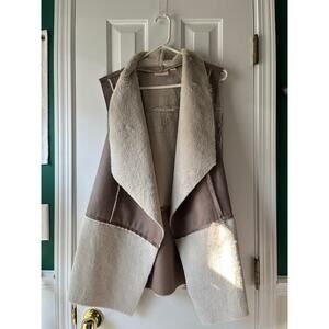 CHICOS Faux Fur Suede Women's Patchwork Vest Size 3